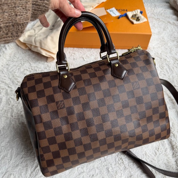 Louis Vuitton Speedy 30 Bandouliere Dameir Ebene Canvas Bag Crossbody Boston - Picture 17 of 17